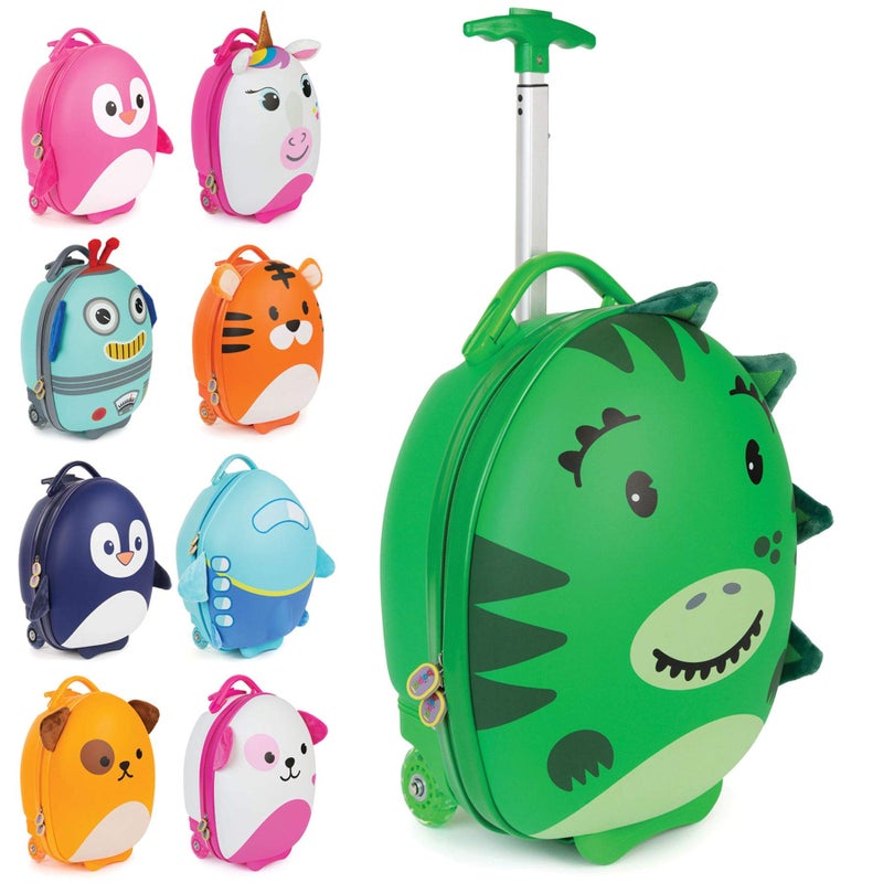 boppi Tiny Trekker Kids Luggage Travel Suitcase Carry On Cabin Bag Holiday Pull Along Trolley Lighweight Wheeled Holdall 17 Litre Hand Case American Airlines Underseat Compliant - Dinosaur - Image 3